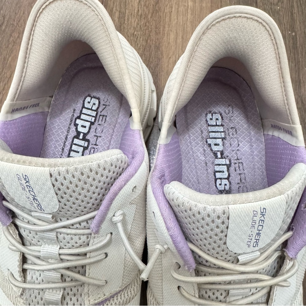 Skechers Women's Cream and Purple Slip-On Sneakers size10 - Picture 5 of 8